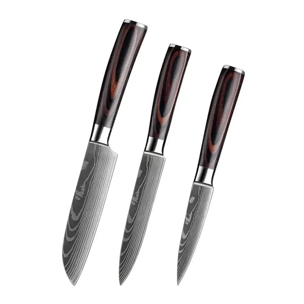 China China 3PCS-set Kitchen Knives High Stainless Steel Chef Knife Slicing Butcher Boning Knife Cleaver Meat Vegetables Fruit Fish Filleting Knife
