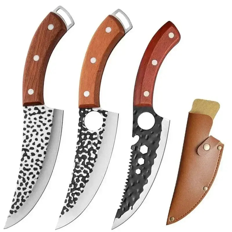 China China 3pcs with cover Stainless Steel Handmade Forged Knife Kitchen Chef Boning Knives Fishing Knife Meat Cleaver Butcher Knife Kitchen Accesories