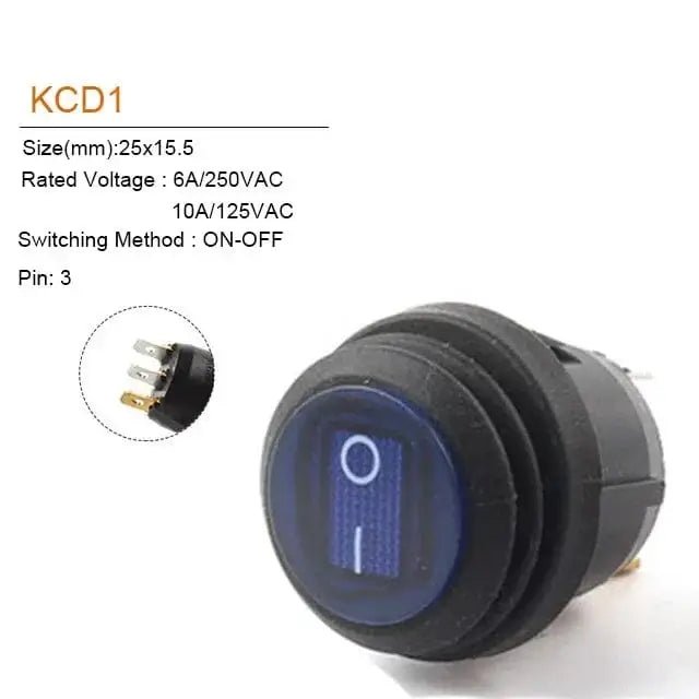 China China 3Pin Blue Light / 5 PCS 5Pcs 2/3Pin 25mm 6A/10A 250V Round Rocker Dot Boat LED Light Waterproof Rocker Switch Car Auto Boat Marine Power Button Switch