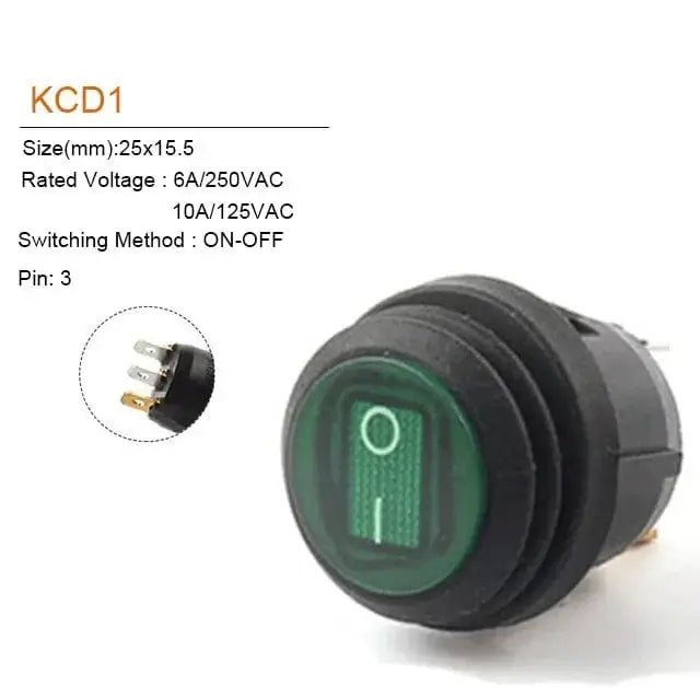 China China 3Pin Green Light / 5 PCS 5Pcs 2/3Pin 25mm 6A/10A 250V Round Rocker Dot Boat LED Light Waterproof Rocker Switch Car Auto Boat Marine Power Button Switch