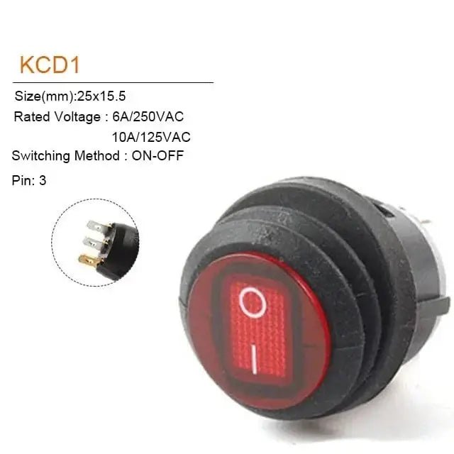 China China 3Pin Red Light / 5 PCS 5Pcs 2/3Pin 25mm 6A/10A 250V Round Rocker Dot Boat LED Light Waterproof Rocker Switch Car Auto Boat Marine Power Button Switch