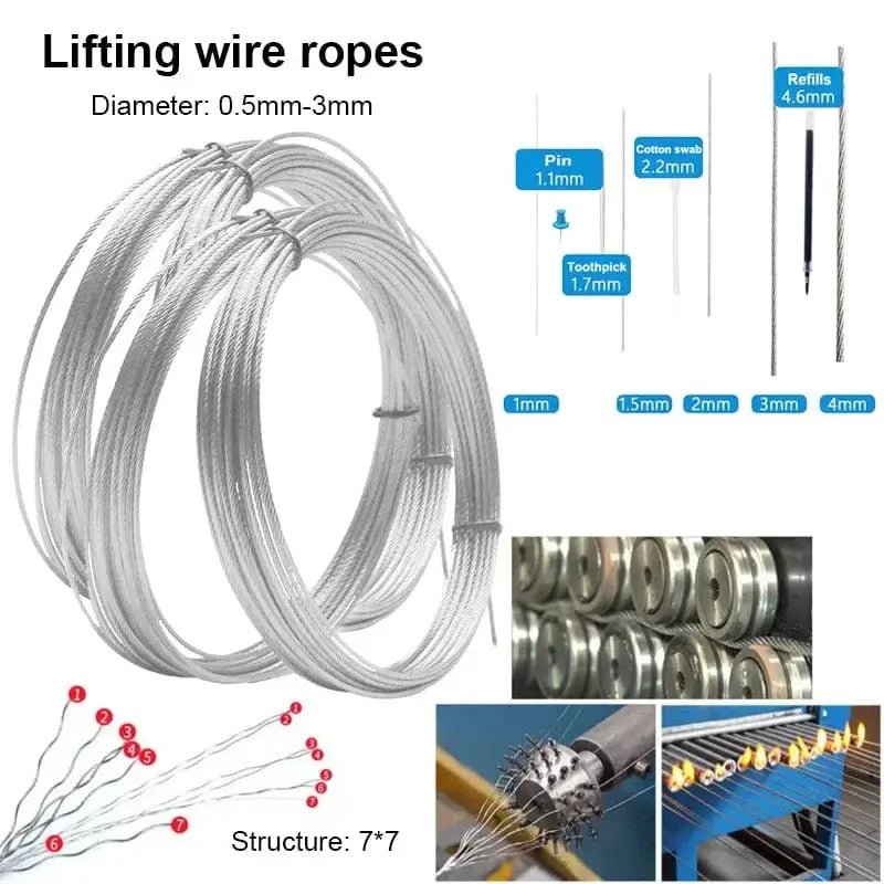 China China 3Rolls~1Roll 0.5-3mm Diameter 7X7 Structure 304 stainless steel wire rope thin cable softer fishing lifting cable