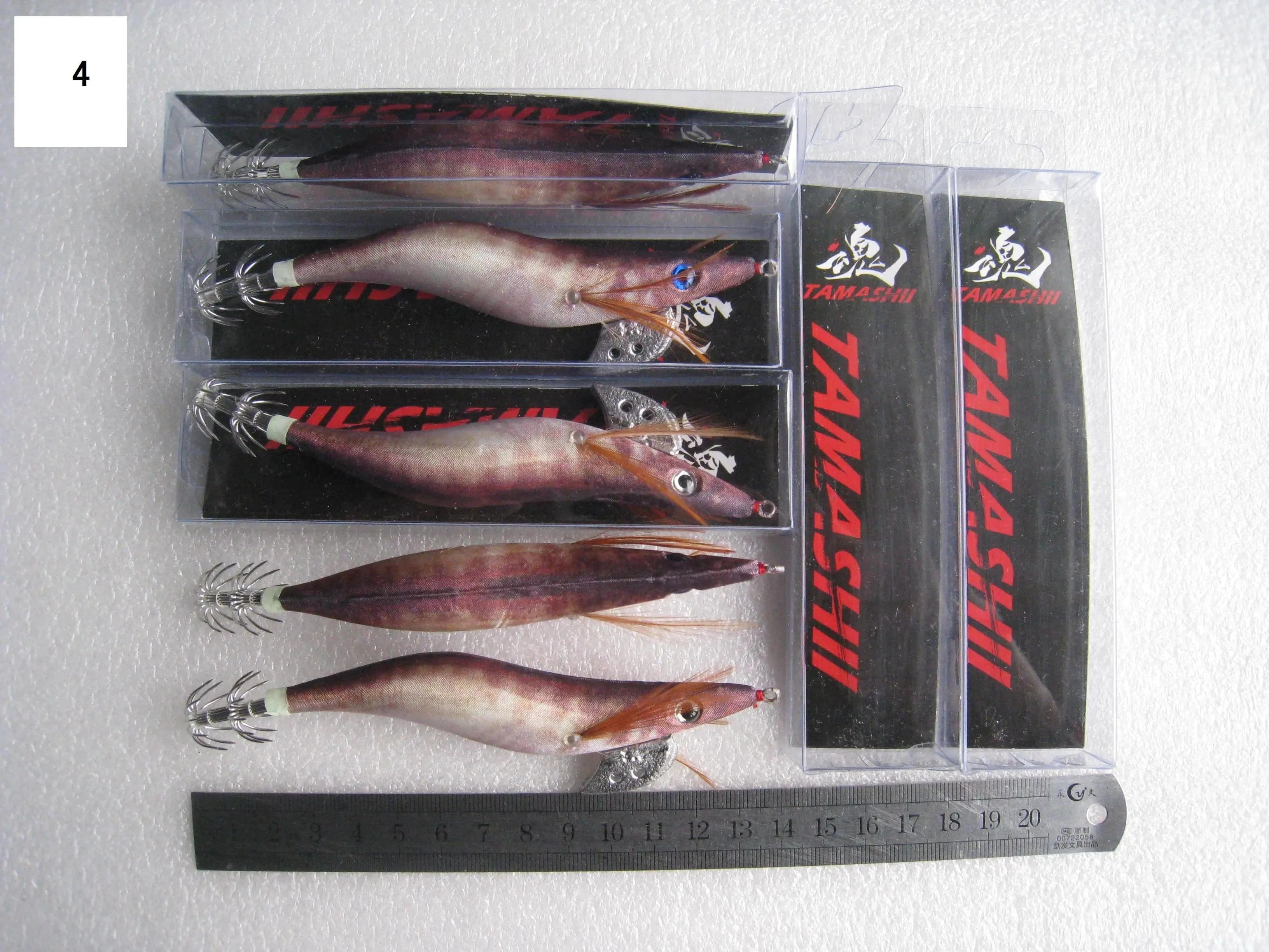 China China 4 / 2.5 20pcs 3.5#   squid jigs  (13.5cm  20g)squid hook fishing lure ,jig bait, wood shrimp.fishingtackle .