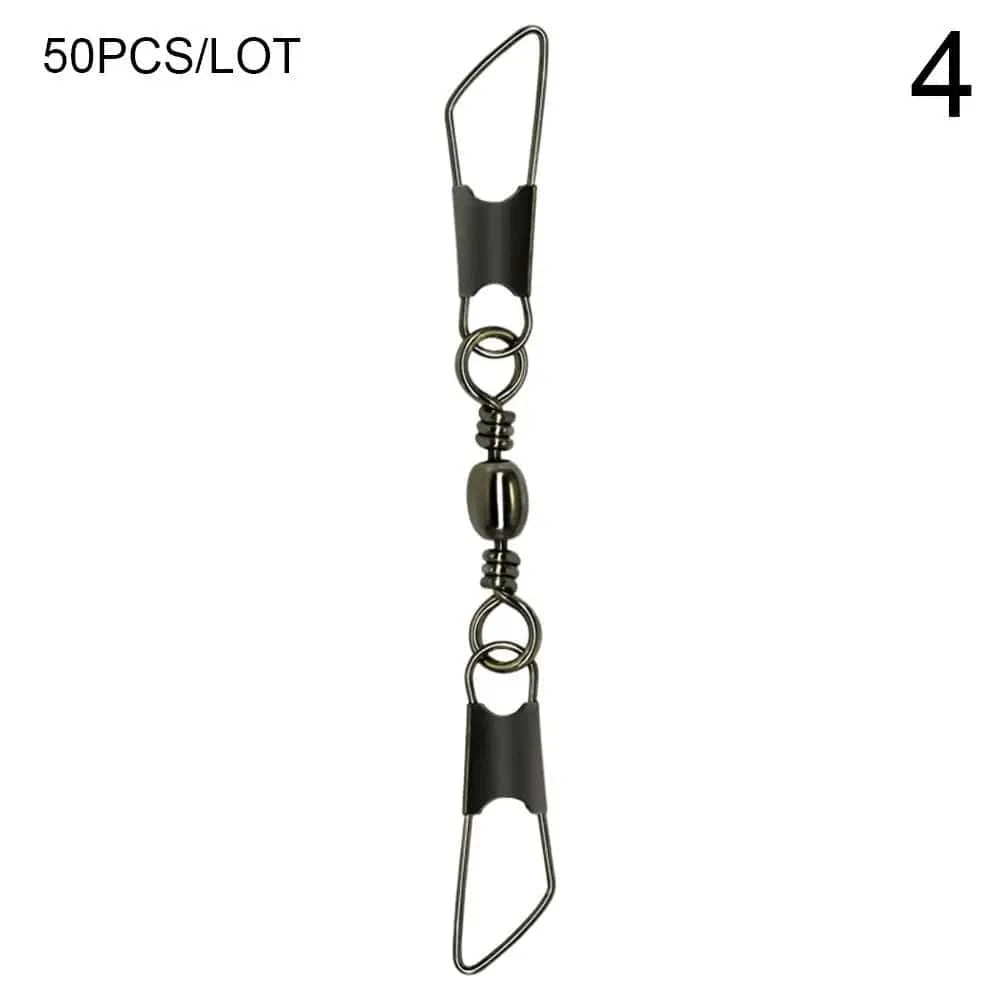 China China 4 50pcs Rolling Swivel with Hanging Snap Fishing Tackle Fishhooks Connector Fishing Tools