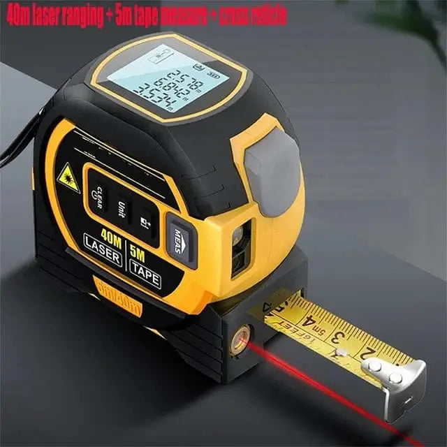 China China 40cm Yellow 3In1 Laser Tape Measure Laser Rangefinder High-precision Digital Laser Tape Range Finder Measure Tool Measuring Instrument Level