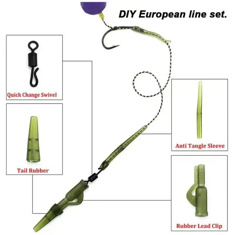 China China 40pcs 40PCS/lot Carp Fishing Accessories Lead Clip Quick Change Swivel Tail Rubber Anti Tangle Sleeves for Carp Rigs Fishing Tackle