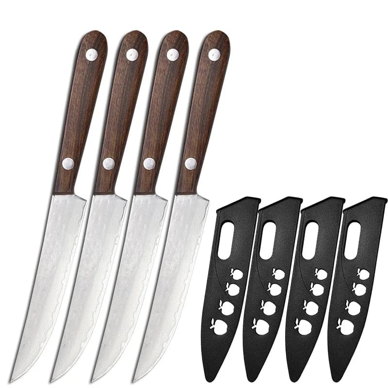 China China 4pcs 67 layer Damascus Steel Steak Knife Kitchen Utility Cleaver Boning Knife Sushi Barbecue Cutting Fishing Knife Paring Tools