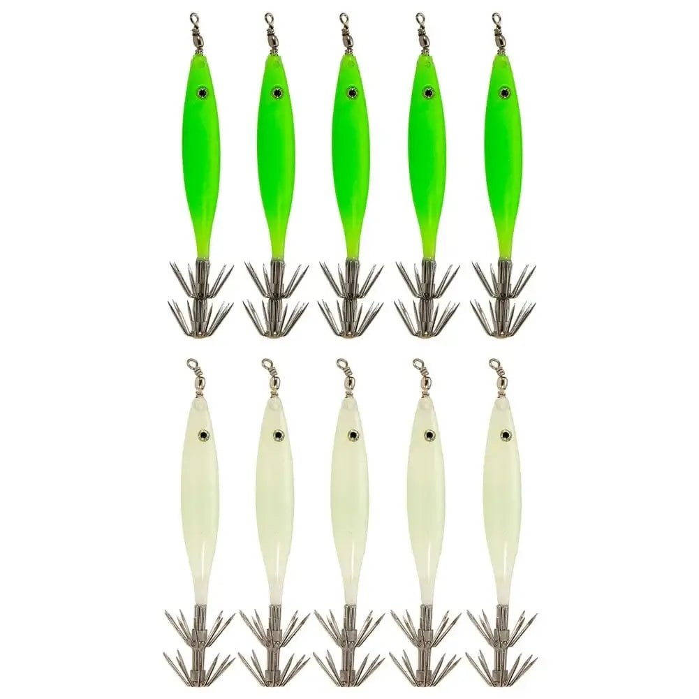 China China 5/10pcs 8cm 4g Luminous Cuttlefish Squid Jig Hook Fishing Lures Octopus Glow Jig Artificial Bait Hard Turlutte Lure Shrimp Bait