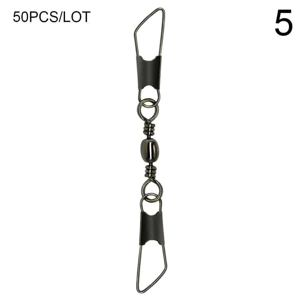 China China 5 50pcs Rolling Swivel with Hanging Snap Fishing Tackle Fishhooks Connector Fishing Tools