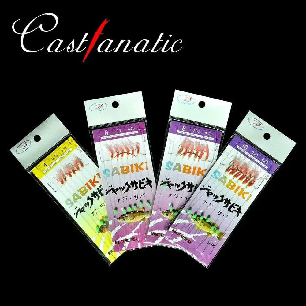 China China 5 Packs Sabiki rigs Bionic Fish Skin Sea Bait Artificial Feather Barbed String Hook with Luminous Beads Fishing tackle Pesca