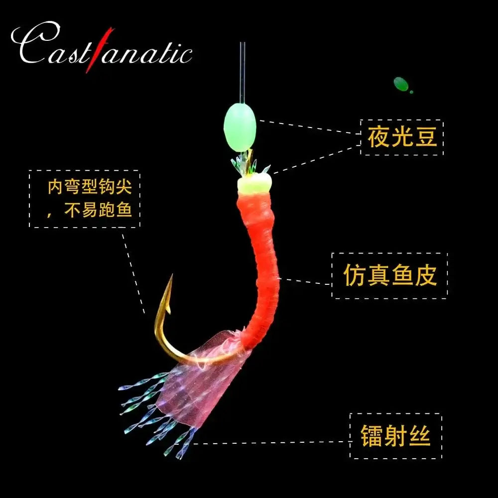China China 5 Packs Sabiki rigs Bionic Fish Skin Sea Bait Artificial Feather Barbed String Hook with Luminous Beads Fishing tackle Pesca