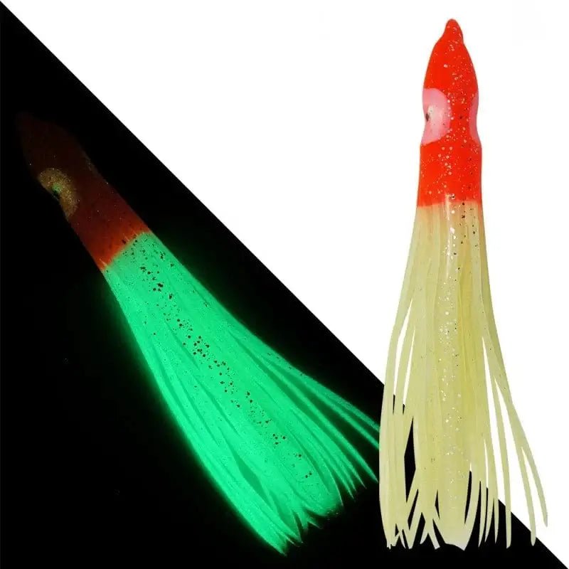 China China 5-pieces Luminous Squid Skirts Soft Lure 5cm/9cm/11cm Artificial Bait Lures Octopus Wobblers Tuna Kingfish Sailfish Marlin Baits