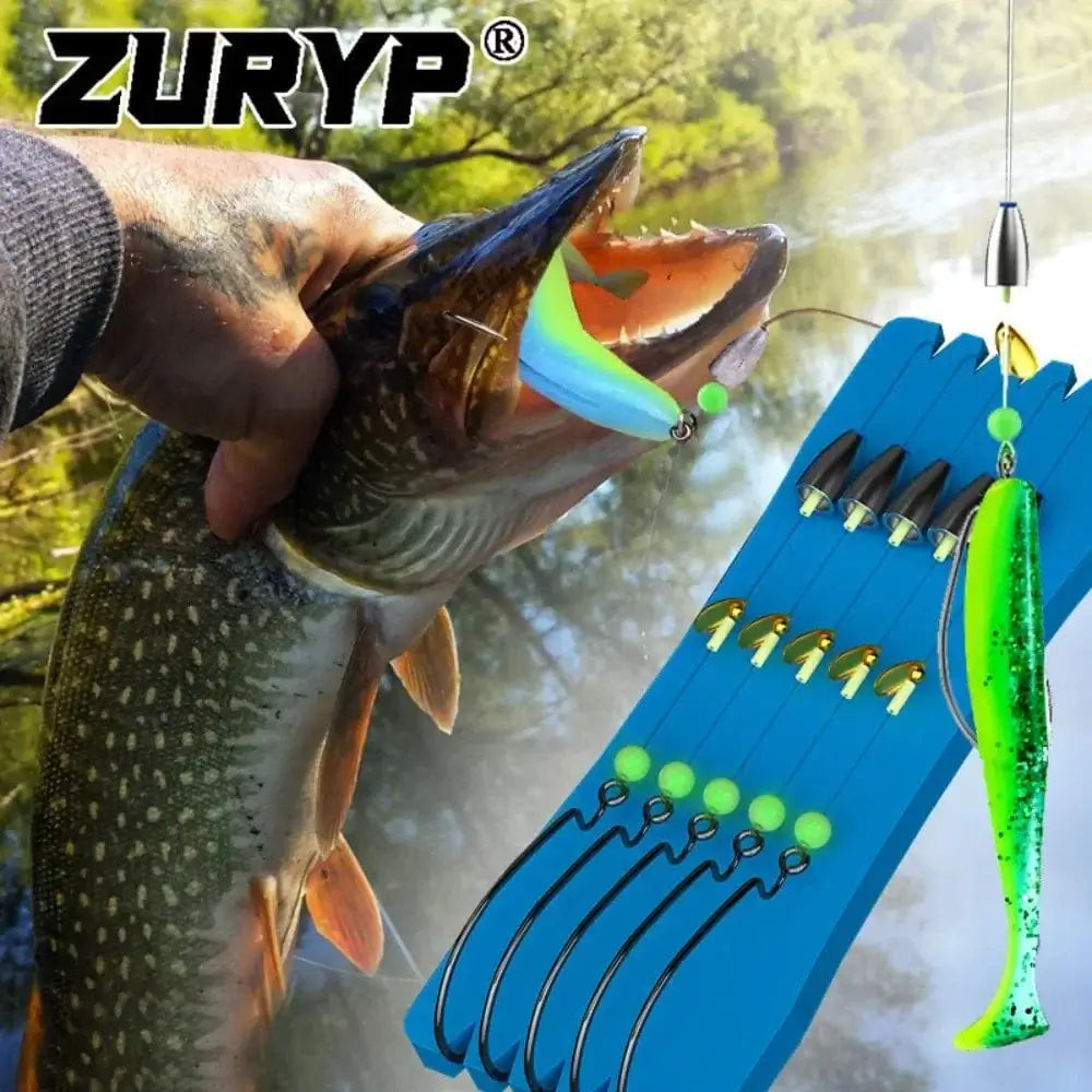 China China 5 Set with 10PCS Soft Lure Texas Rig Fishing Tackle Hooks VIB Spoon Bait ZURYP Texas Rig Kit Binded Hooks Fishing Hook