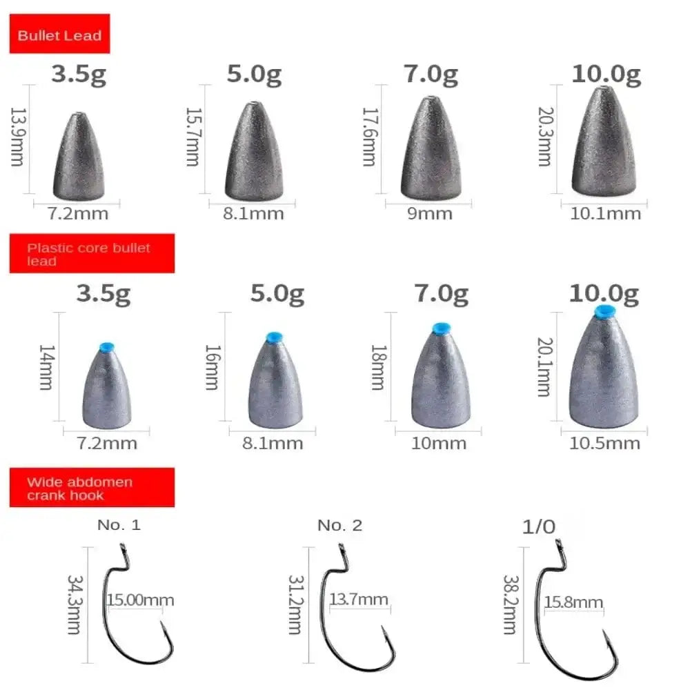 China China 5 Set with 10PCS Soft Lure Texas Rig Fishing Tackle Hooks VIB Spoon Bait ZURYP Texas Rig Kit Binded Hooks Fishing Hook