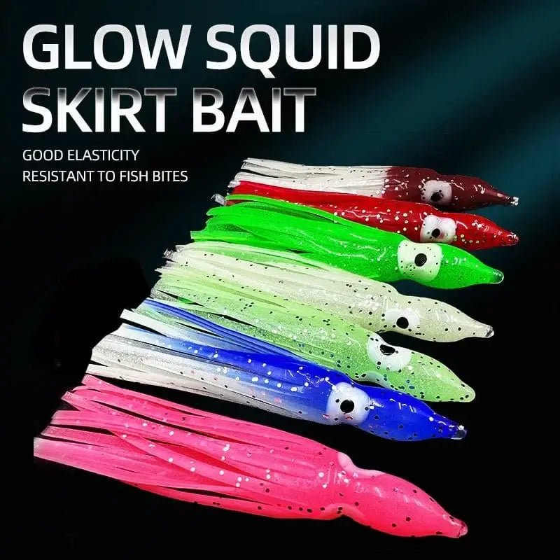 China China 50/100PCS 5-12cm Mixed Color Squid Fishing Lure Luminous Squid Skirt Soft Bait for Sea Bass Salmon Trou ﻿
