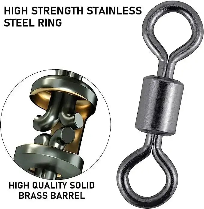 China China 50/100pcs Bearing Swivel Fishing Connector Stainless Steel Carp Fishing Accessories Snap Fishhook Lure Solid Ring Swivel Tackle