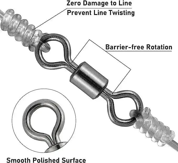 China China 50/100pcs Bearing Swivel Fishing Connector Stainless Steel Carp Fishing Accessories Snap Fishhook Lure Solid Ring Swivel Tackle