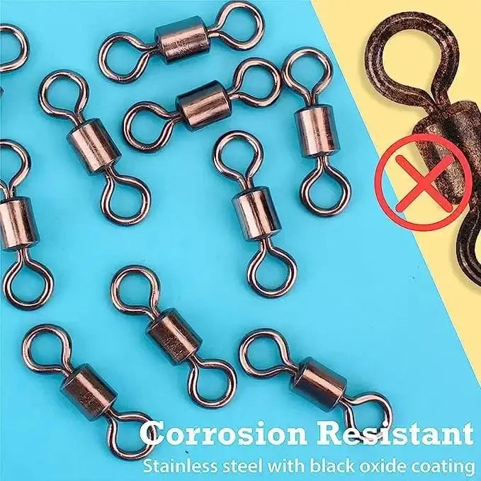 China China 50/100pcs Bearing Swivel Fishing Connector Stainless Steel Carp Fishing Accessories Snap Fishhook Lure Solid Ring Swivel Tackle