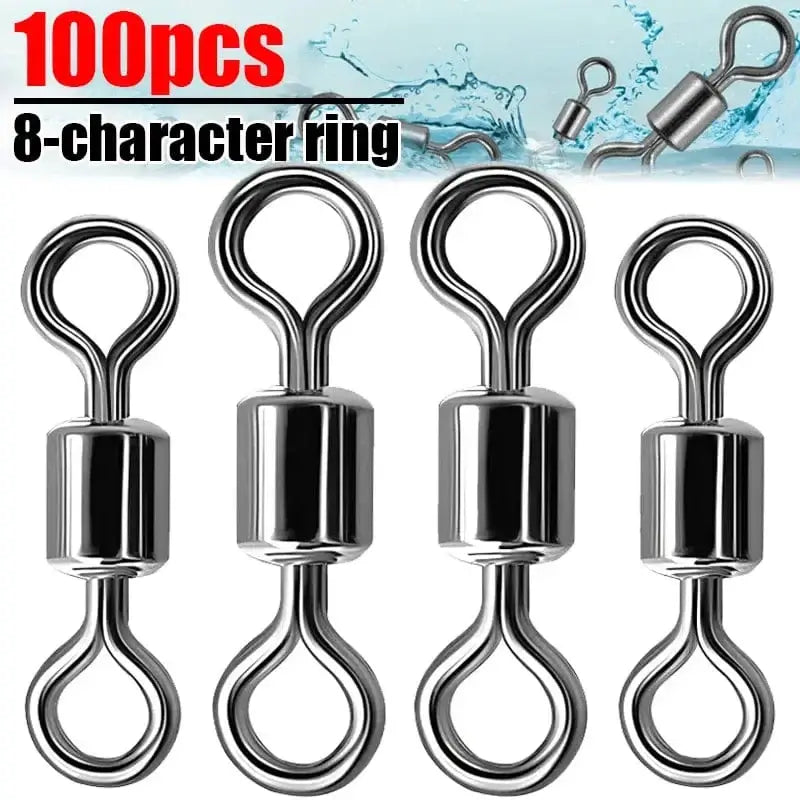 China China 50/100pcs Bearing Swivel Fishing Connector Stainless Steel Carp Fishing Accessories Snap Fishhook Lure Solid Ring Swivel Tackle