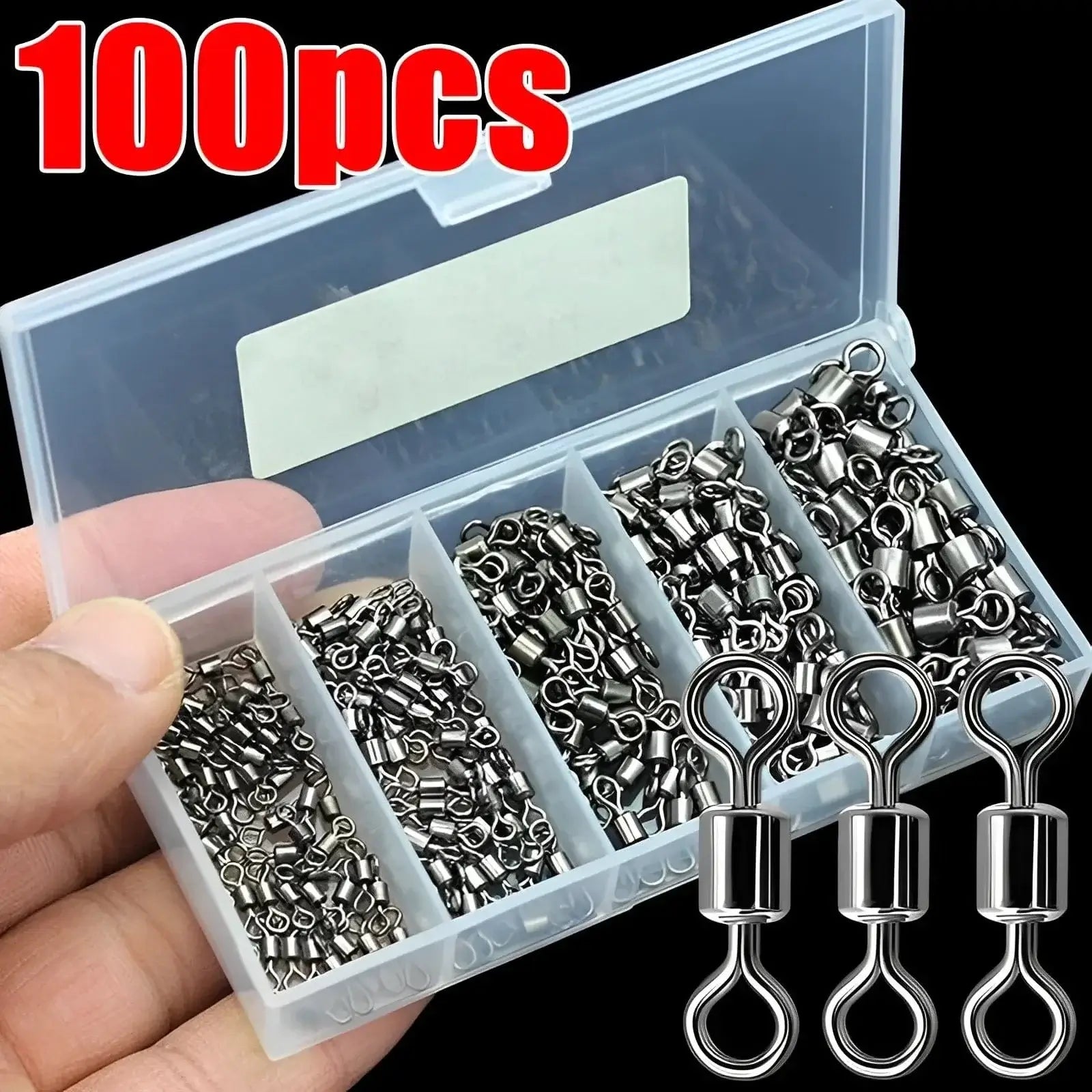 China China 50/100pcs Bearing Swivel Fishing Connector Stainless Steel Carp Fishing Accessories Snap Fishhook Lure Solid Ring Swivel Tackle