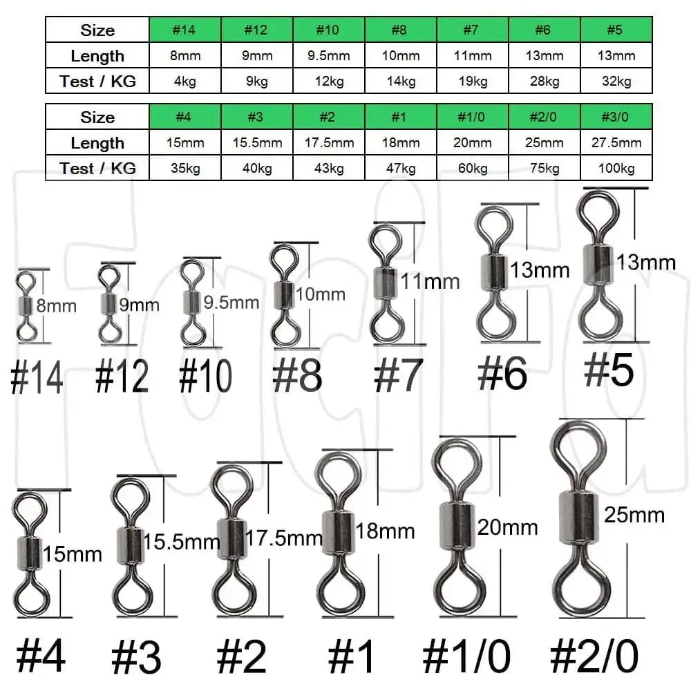 China China 50 pcs Bearing Swivel Fishing Connector Stainless Steel Carp Fishing Accessories Snap Fishhook Lure Solid Ring Swivel Tackle