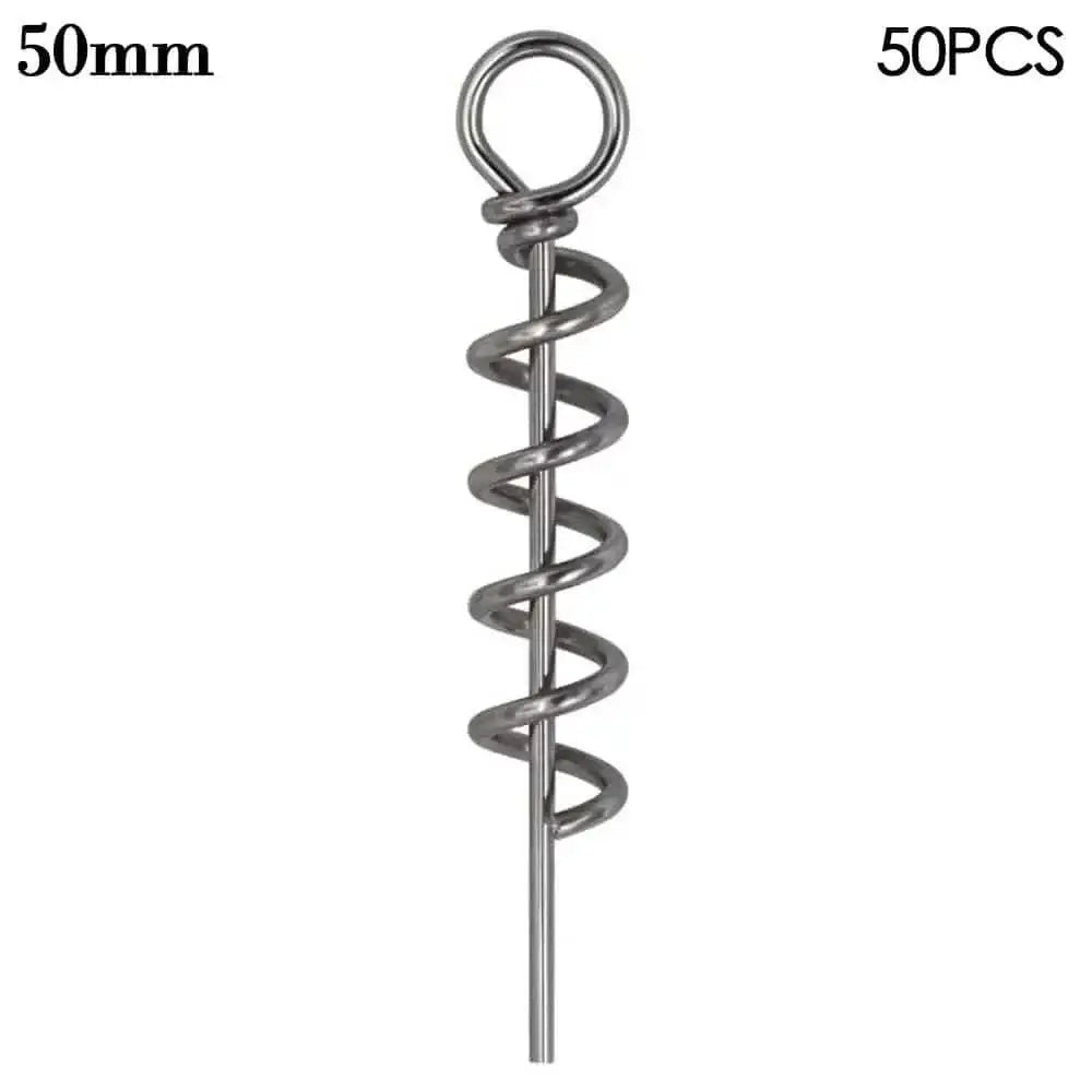 China China 50mm 50 pcs Fishing pins Spring Twist Lock Fishing Screw Centering Pin Fixed Latch Needle for Soft Lure Bait Worm