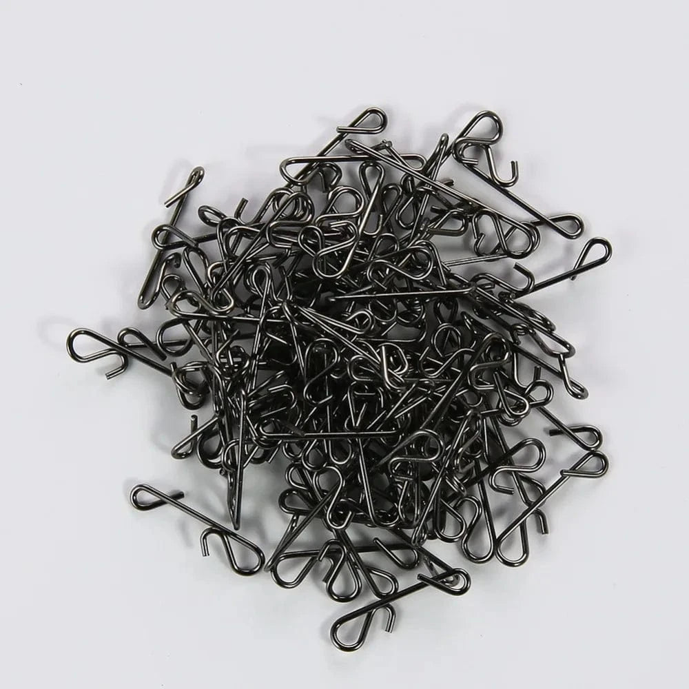 China China 50pcs 1Box Fishing Line Wire Braid Knotless Connector Fishing Lure Hook Barrel Solid Ring Swivel Carp Accessory Fish Tackle Tool
