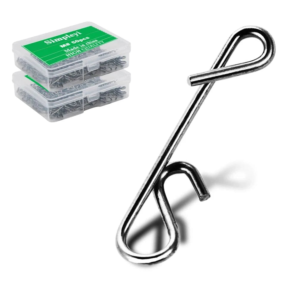 China China 50pcs 1Box Fishing Line Wire Braid Knotless Connector Fishing Lure Hook Barrel Solid Ring Swivel Carp Accessory Fish Tackle Tool