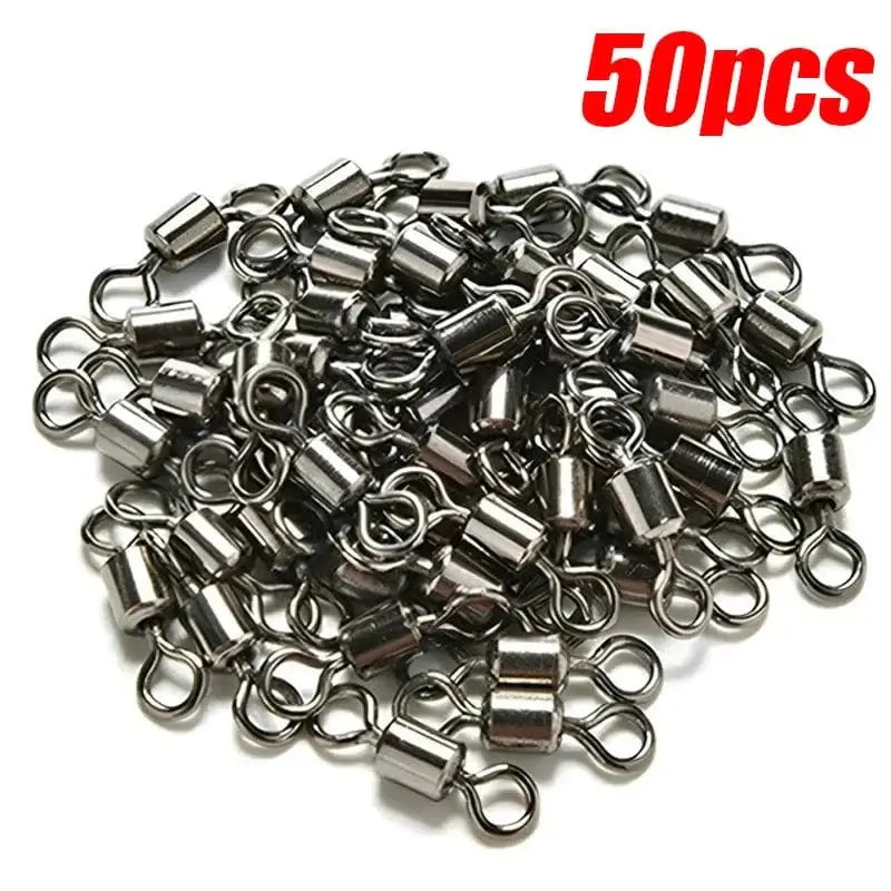 China China 50Pcs 50/100pcs Bearing Swivel Fishing Connector Stainless Steel Carp Fishing Accessories Snap Fishhook Lure Solid Ring Swivel Tackle