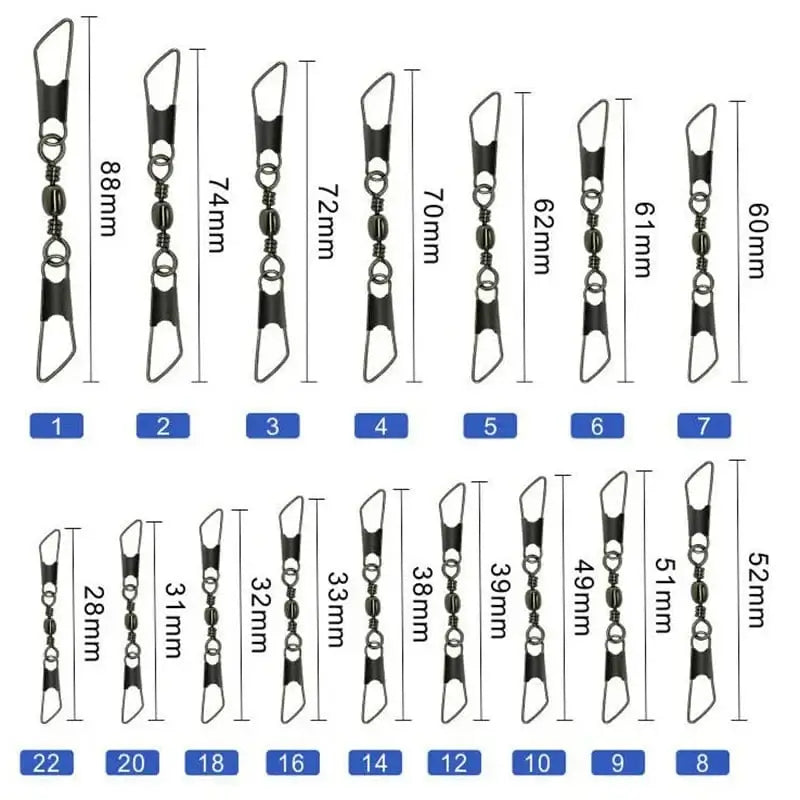 China China 50Pcs Ball Bearing Barrel Rolling Swivel Solid Ring Double A Interlock Snap Fishing Connector With Pin Fishing Accessories Pesca