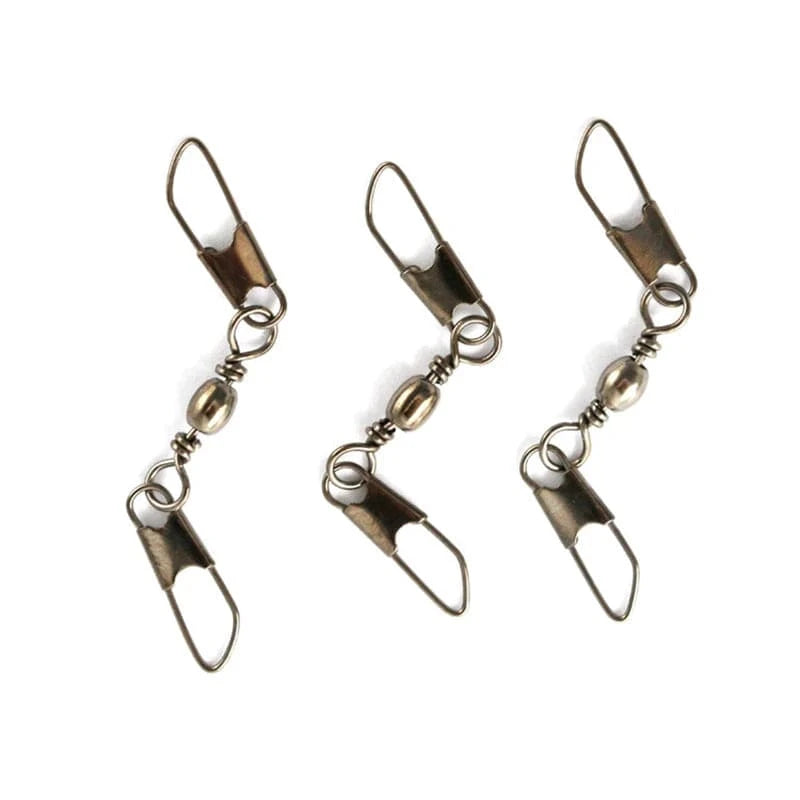China China 50Pcs Ball Bearing Barrel Rolling Swivel Solid Ring Double A Interlock Snap Fishing Connector With Pin Fishing Accessories Pesca
