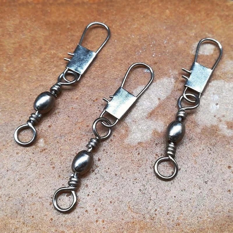 China China 50Pcs Fishing Connector Swivels Interlock Pin Bearing Rolling Swivel Snap Swivel Fishhook Carp FishingLure Accessories Pesca