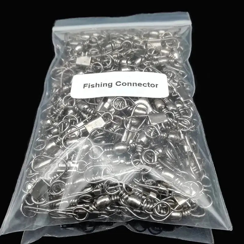China China 50Pcs Fishing Connector Swivels Interlock Pin Bearing Rolling Swivel Snap Swivel Fishhook Carp FishingLure Accessories Pesca