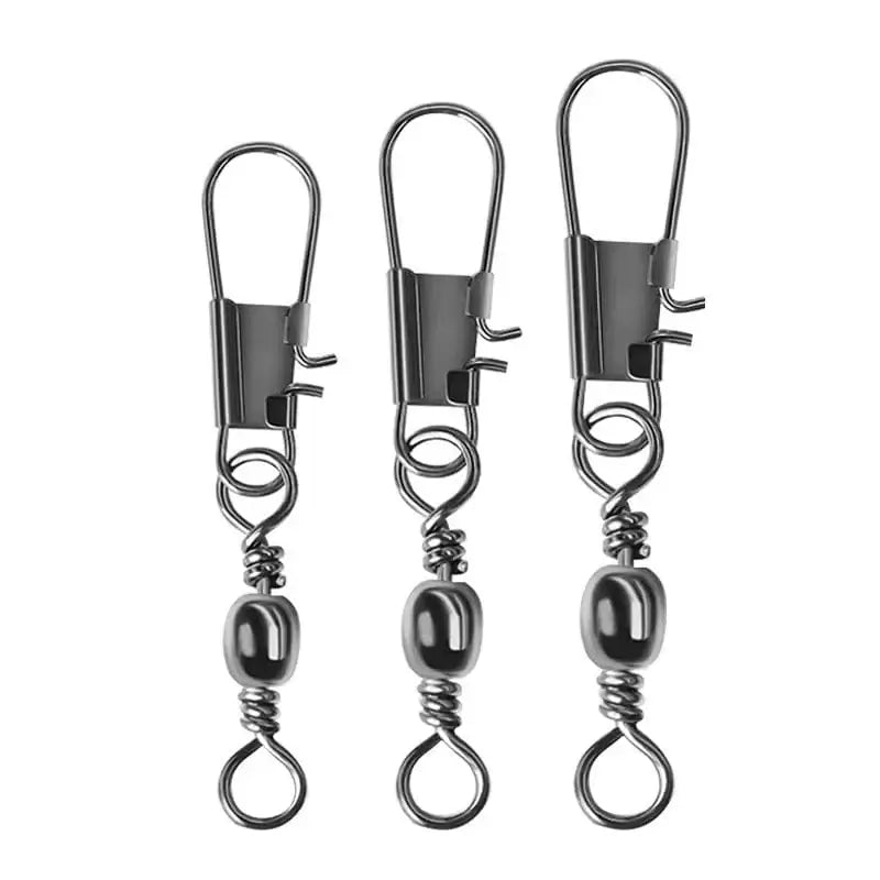 China China 50Pcs Fishing Connector Swivels Interlock Pin Bearing Rolling Swivel Snap Swivel Fishhook Carp FishingLure Accessories Pesca