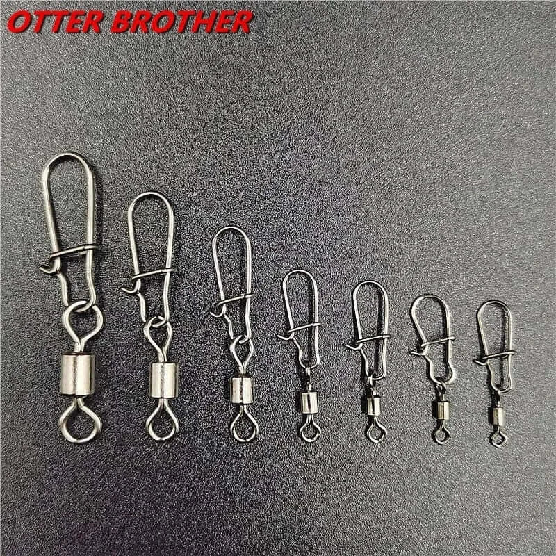 China China 50Pcs/lot 1#-14# Carp Fishing Accessories Connector Pin Bearing Rolling Swivel Stainless Steel Snap Fishhook Lure Swivels Tackle