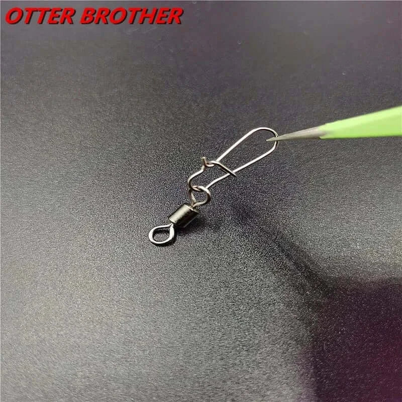 China China 50Pcs/lot 1#-14# Carp Fishing Accessories Connector Pin Bearing Rolling Swivel Stainless Steel Snap Fishhook Lure Swivels Tackle