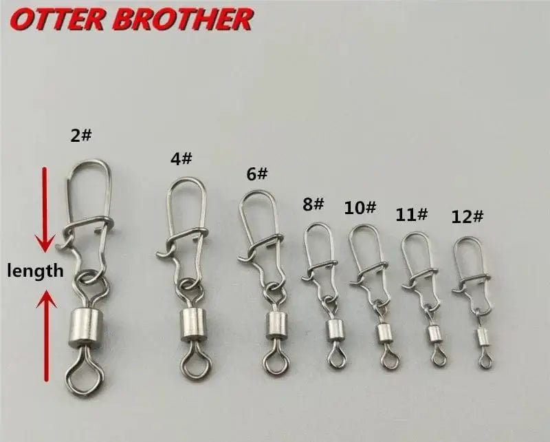 China China 50Pcs/lot 1#-14# Carp Fishing Accessories Connector Pin Bearing Rolling Swivel Stainless Steel Snap Fishhook Lure Swivels Tackle