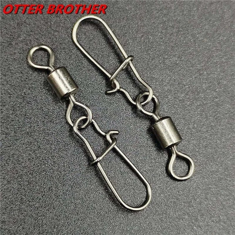 China China 50Pcs/lot 1#-14# Carp Fishing Accessories Connector Pin Bearing Rolling Swivel Stainless Steel Snap Fishhook Lure Swivels Tackle