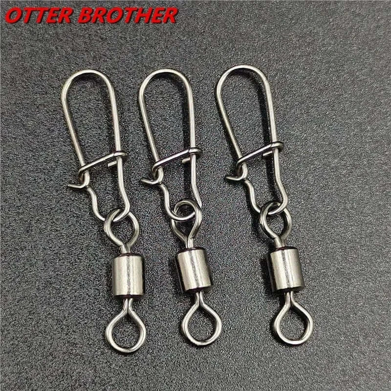 China China 50Pcs/lot 1#-14# Carp Fishing Accessories Connector Pin Bearing Rolling Swivel Stainless Steel Snap Fishhook Lure Swivels Tackle