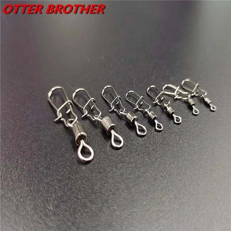 China China 50Pcs/lot 1#-14# Carp Fishing Accessories Connector Pin Bearing Rolling Swivel Stainless Steel Snap Fishhook Lure Swivels Tackle