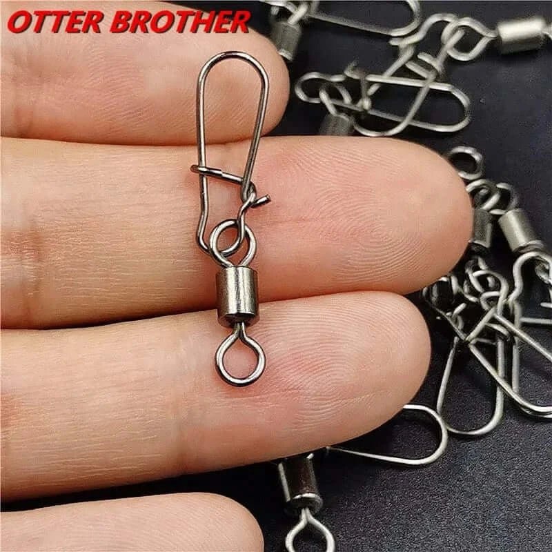 China China 50Pcs/lot 1#-14# Carp Fishing Accessories Connector Pin Bearing Rolling Swivel Stainless Steel Snap Fishhook Lure Swivels Tackle