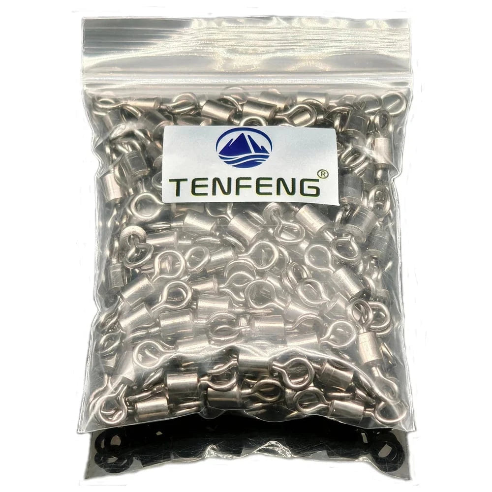 China China 50Pcs/Lot Fishing  Ball Bearing Swivel Safety Snap solid Ring Hook Connector Barrel Rolling Swivel Tackle Fishing Accessories