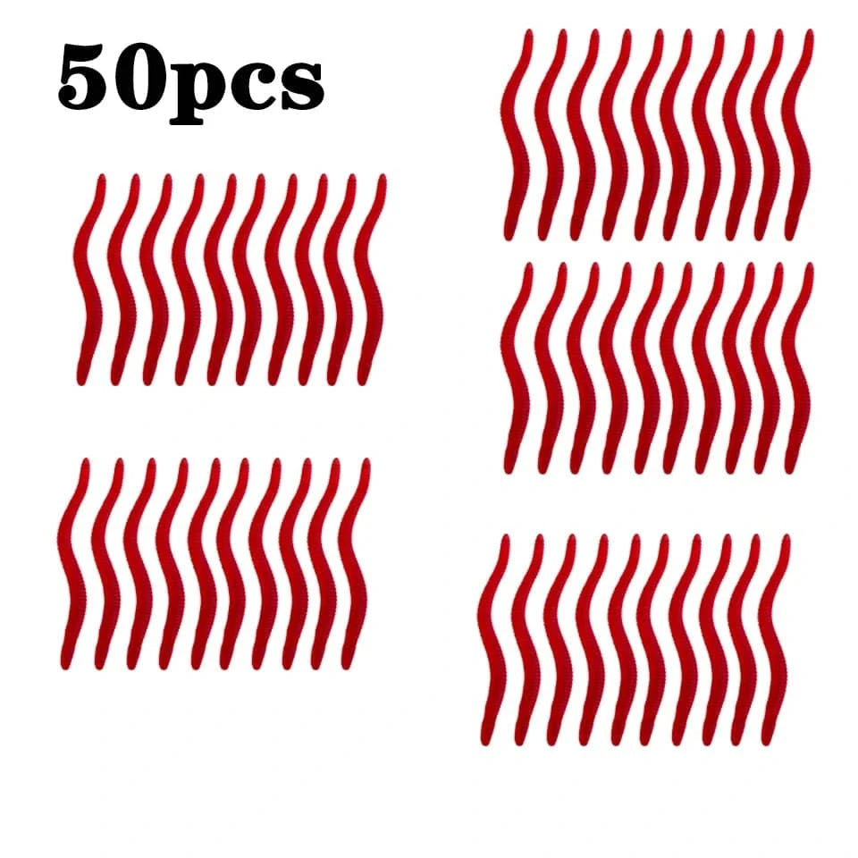 China China 50pcs red3.5cm 20PCS-100pcs Lifelike Red Worm Soft Lure Earthworm Ice Winter Fishing Silicone Artificial Bait Fishy Shrimp Additive Bass Carp