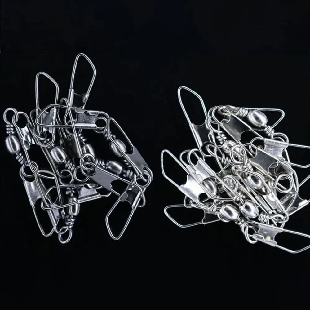 China China 50pcs Rolling Swivel with Hanging Snap Fishing Tackle Fishhooks Connector Fishing Tools