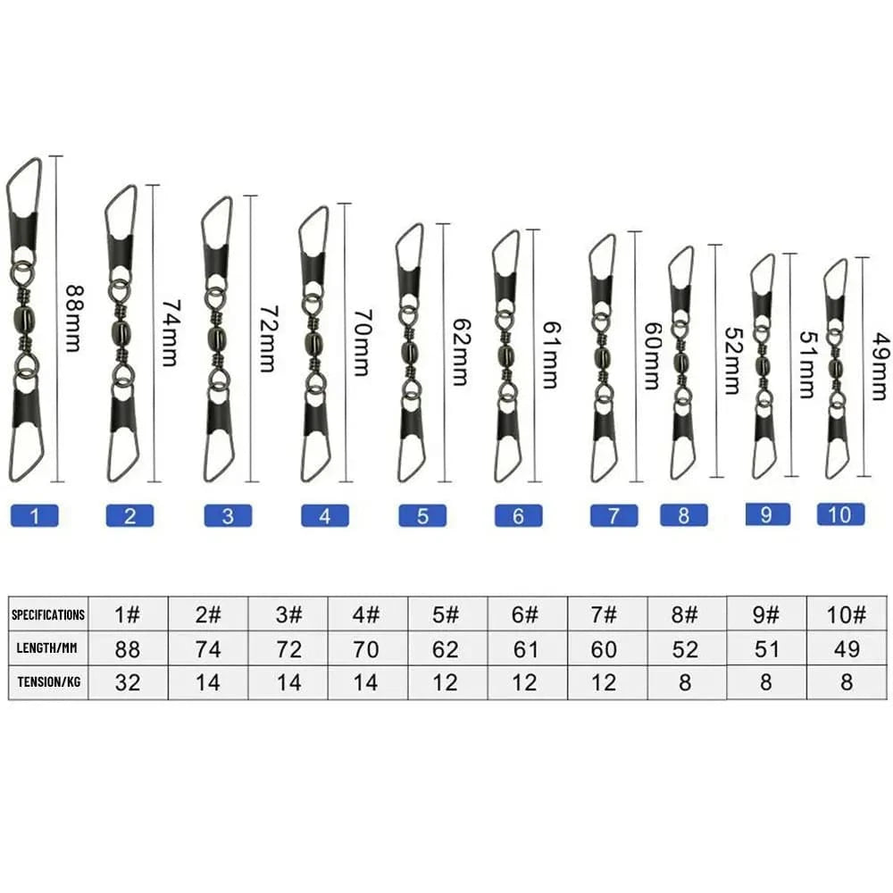 China China 50pcs Rolling Swivel with Hanging Snap Fishing Tackle Fishhooks Connector Fishing Tools