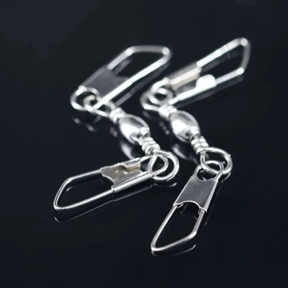 China China 50pcs Rolling Swivel with Hanging Snap Fishing Tackle Fishhooks Connector Fishing Tools