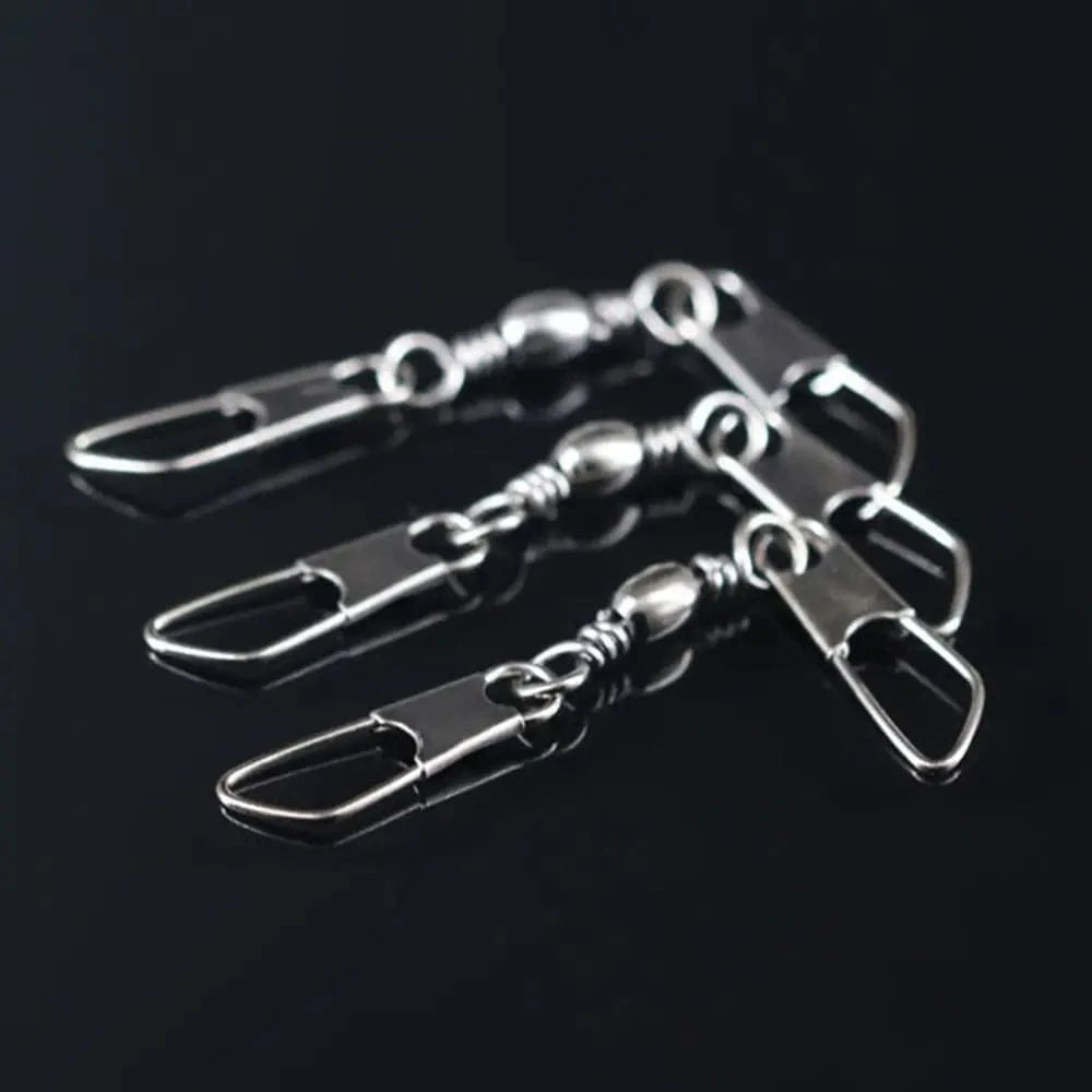 China China 50pcs Rolling Swivel with Hanging Snap Fishing Tackle Fishhooks Connector Fishing Tools