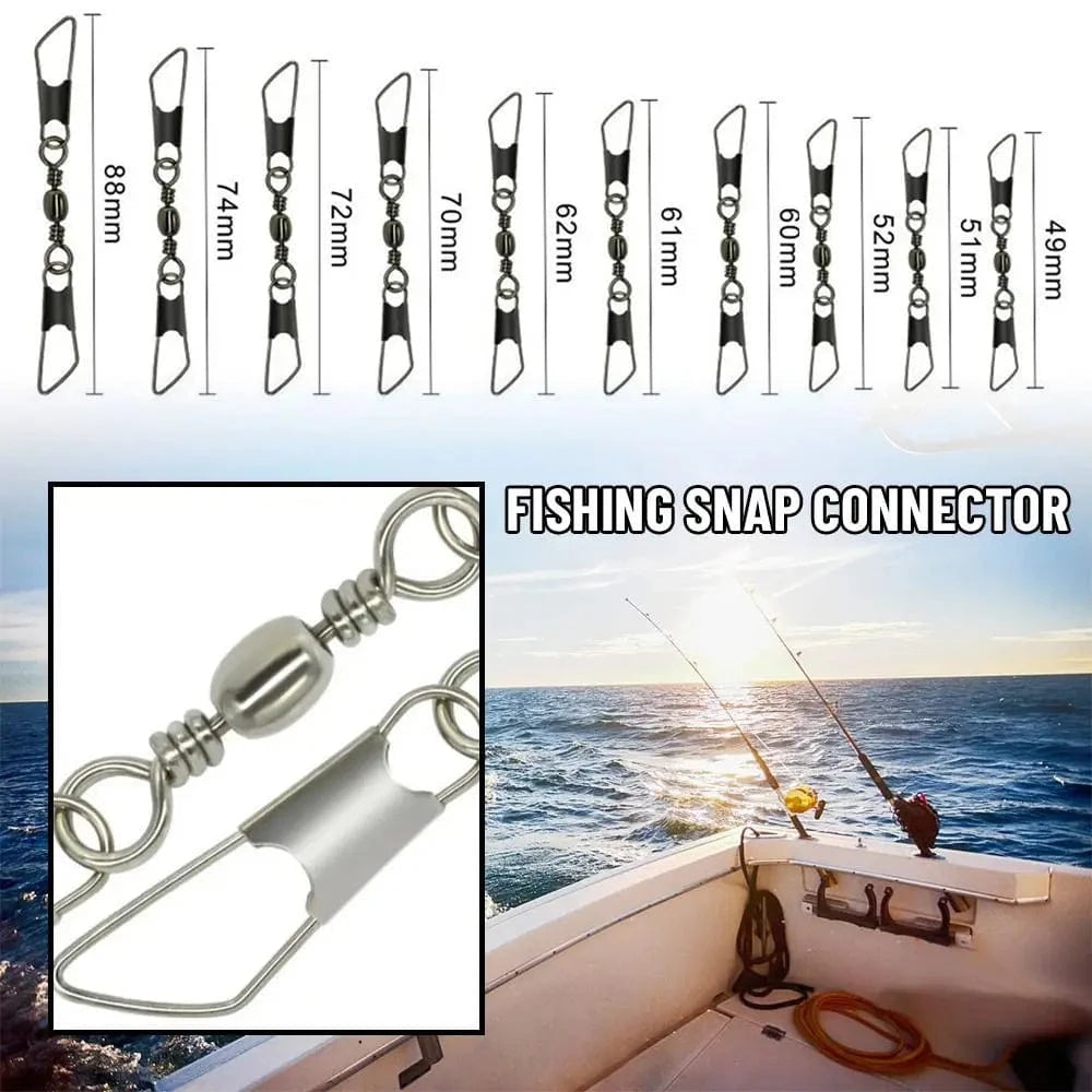 China China 50pcs Rolling Swivel with Hanging Snap Fishing Tackle Fishhooks Connector Fishing Tools
