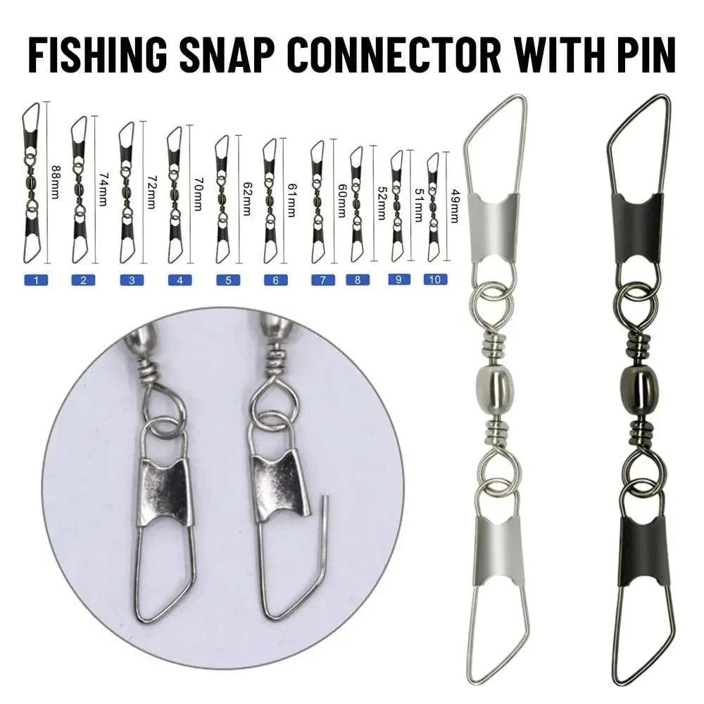 China China 50pcs Rolling Swivel with Hanging Snap Fishing Tackle Fishhooks Connector Fishing Tools