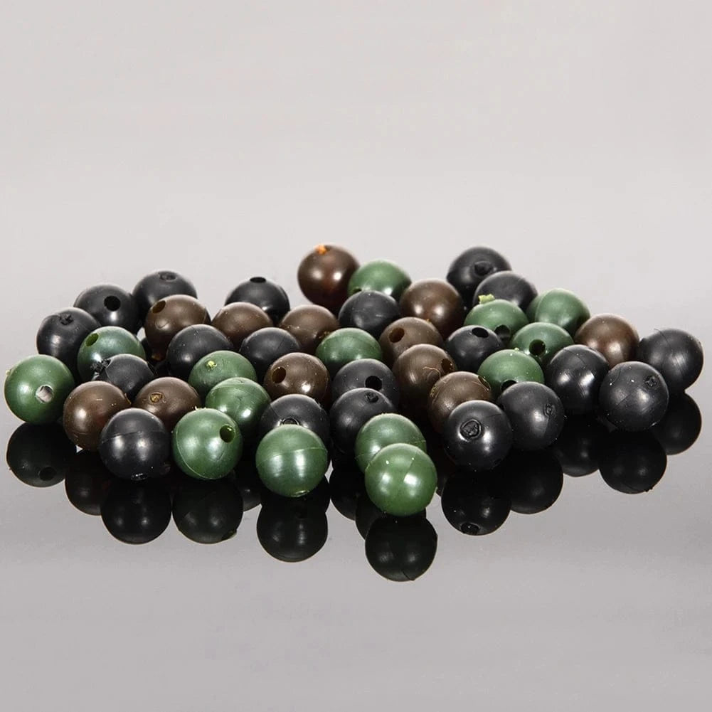 China China 50Pcs/Set Rubber Pearl Fishing Bean Rig Accessories 8mm 6mm Round Carp Rubber Beads Fishing Tackle Carp Rigs tools